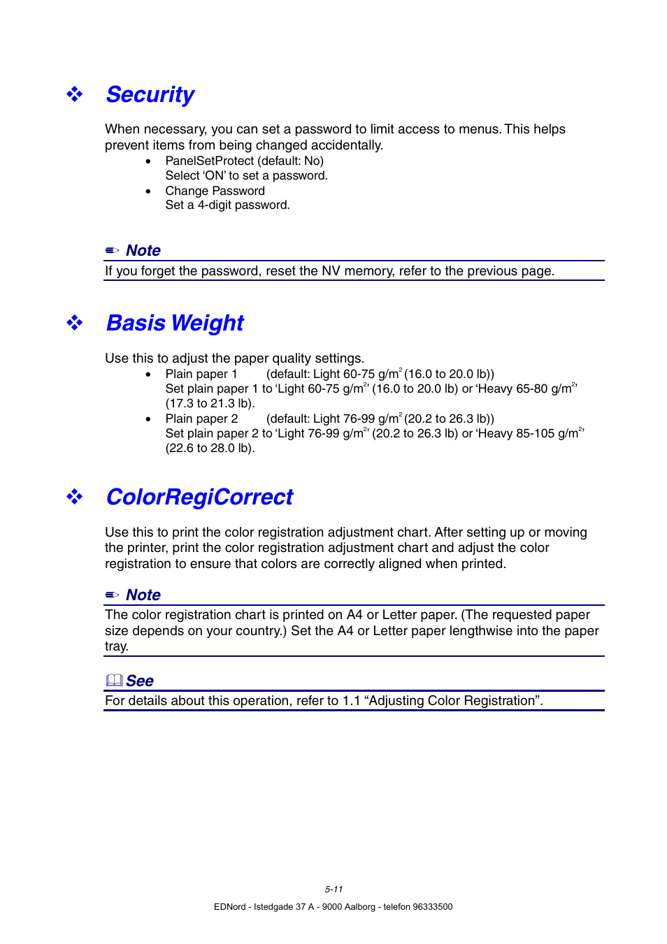 Security, Basis weight, Colorregicorrect | Brother HL-4000CN User Manual | Page 102 / 183