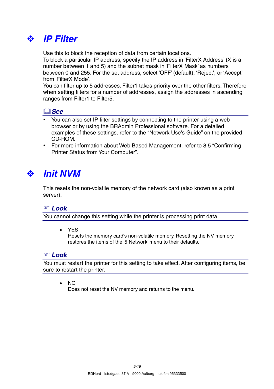 Ip filter, Init nvm | Brother HL-4000CN User Manual | Page 107 / 183