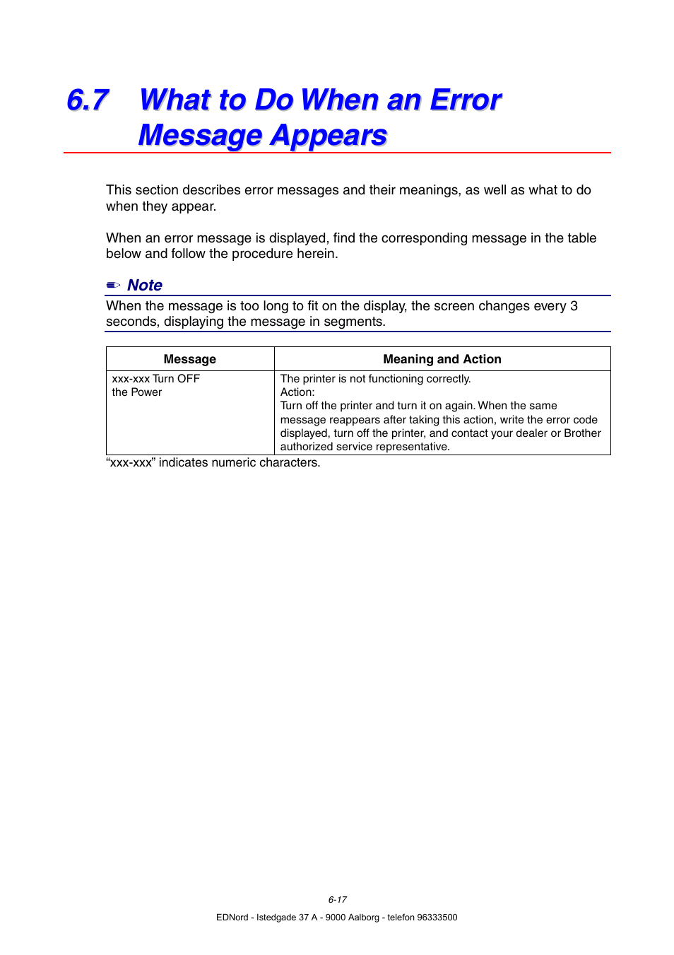 7 what to do when an error message appears | Brother HL-4000CN User Manual | Page 125 / 183