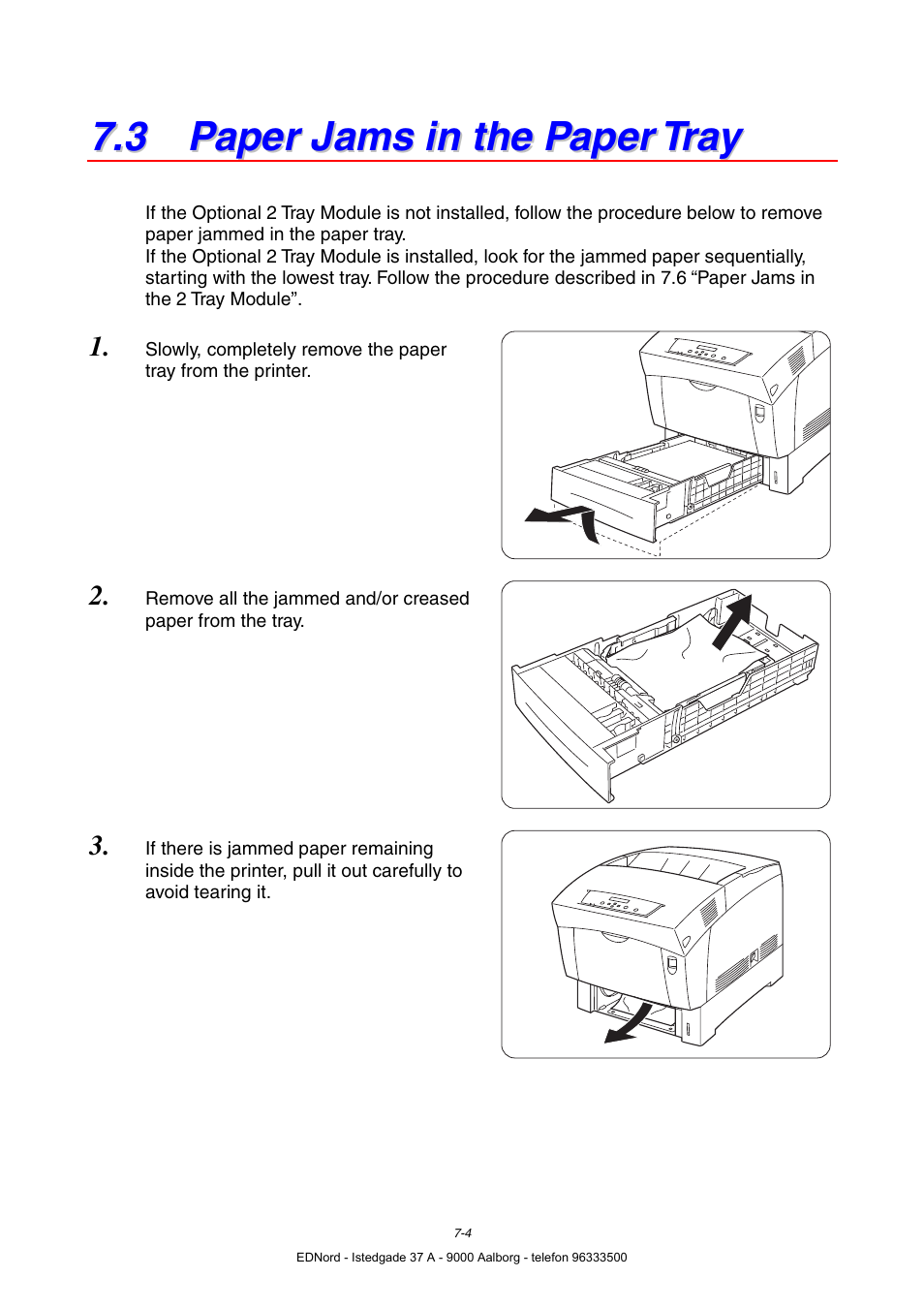 3 paper jams in the paper tray | Brother HL-4000CN User Manual | Page 138 / 183