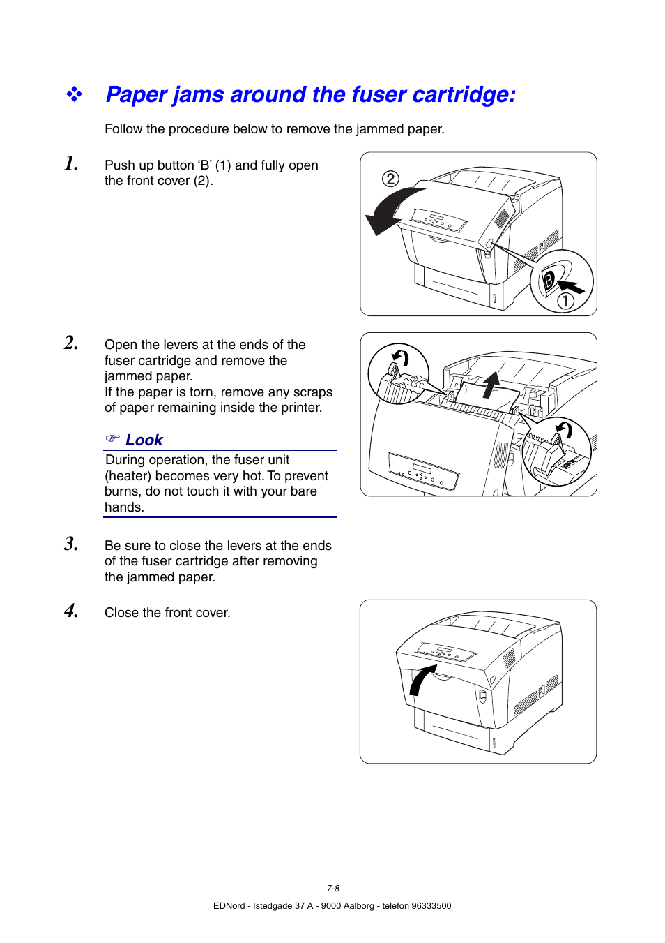 Paper jams around the fuser cartridge | Brother HL-4000CN User Manual | Page 142 / 183