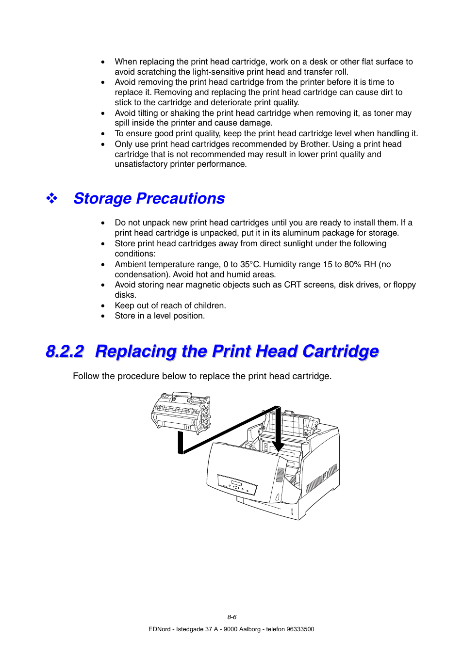 Storage precautions, 2 replacing the print head cartridge, Replacing the print head cartridge | Brother HL-4000CN User Manual | Page 152 / 183