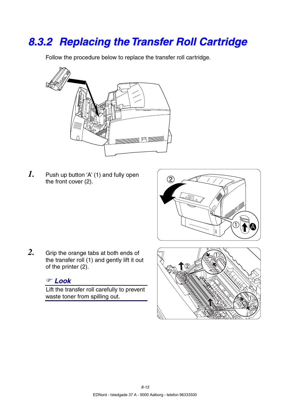 2 replacing the transfer roll cartridge, Replacing the transfer roll cartridge | Brother HL-4000CN User Manual | Page 159 / 183