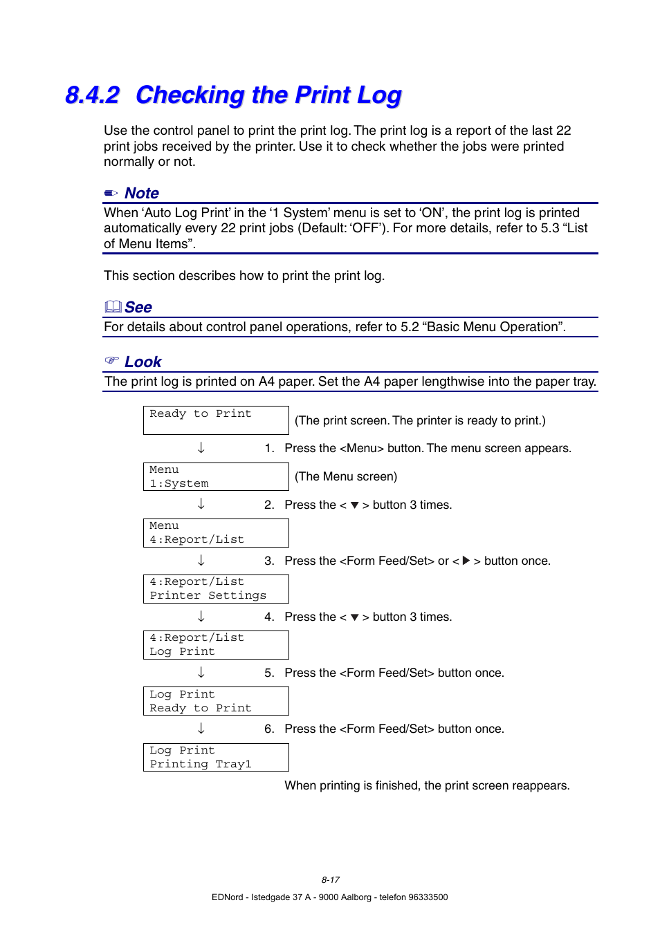 2 checking the print log, Checking the print log | Brother HL-4000CN User Manual | Page 163 / 183