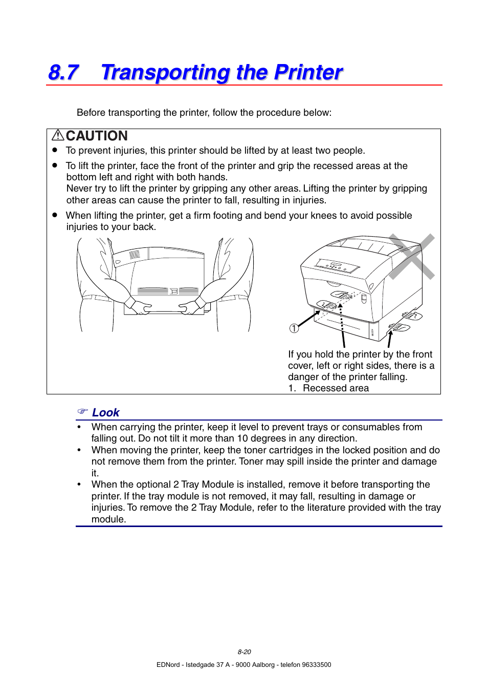 7 transporting the printer | Brother HL-4000CN User Manual | Page 166 / 183