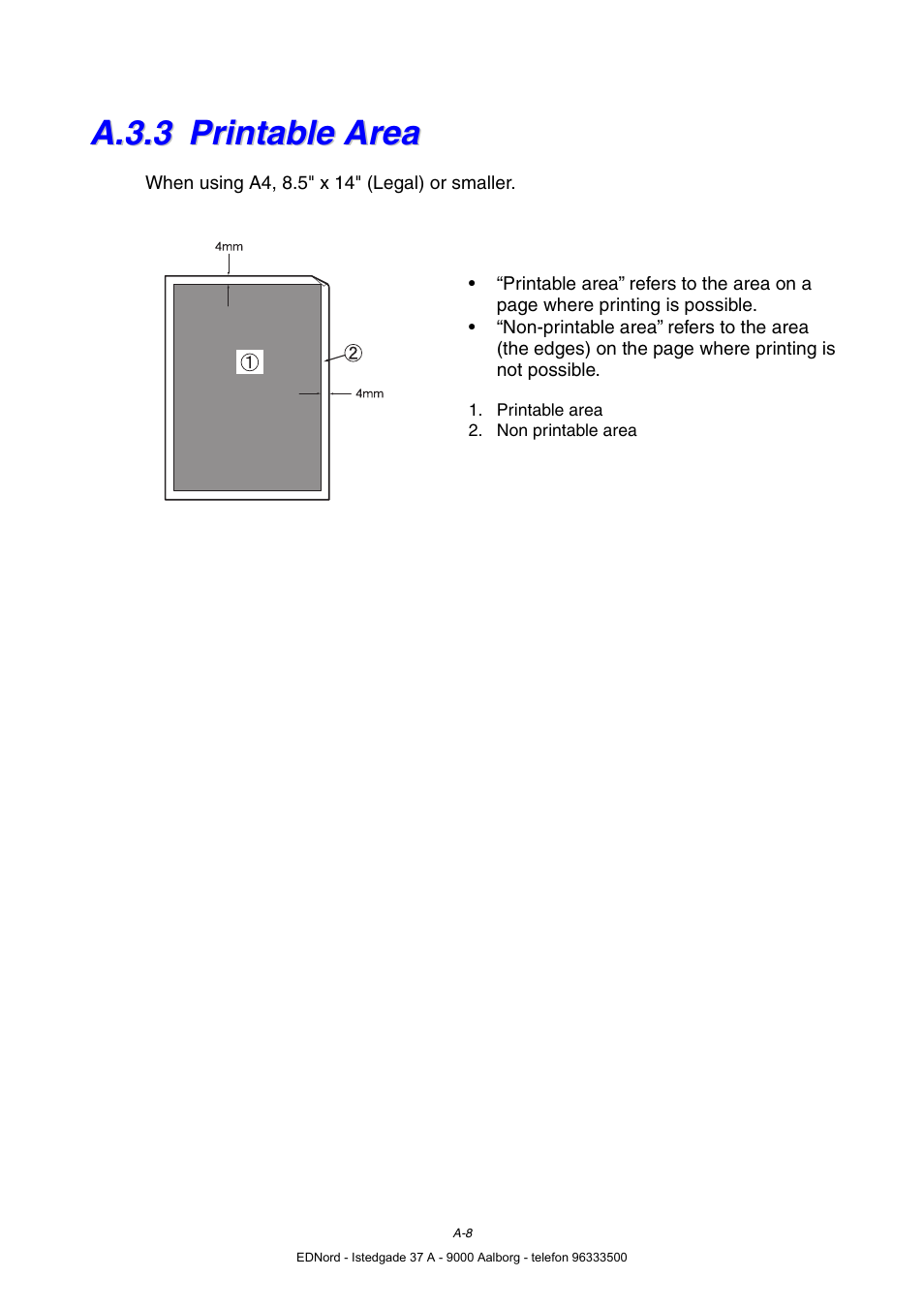 A.3.3 printable area, A.3.3, Printable area | Brother HL-4000CN User Manual | Page 179 / 183