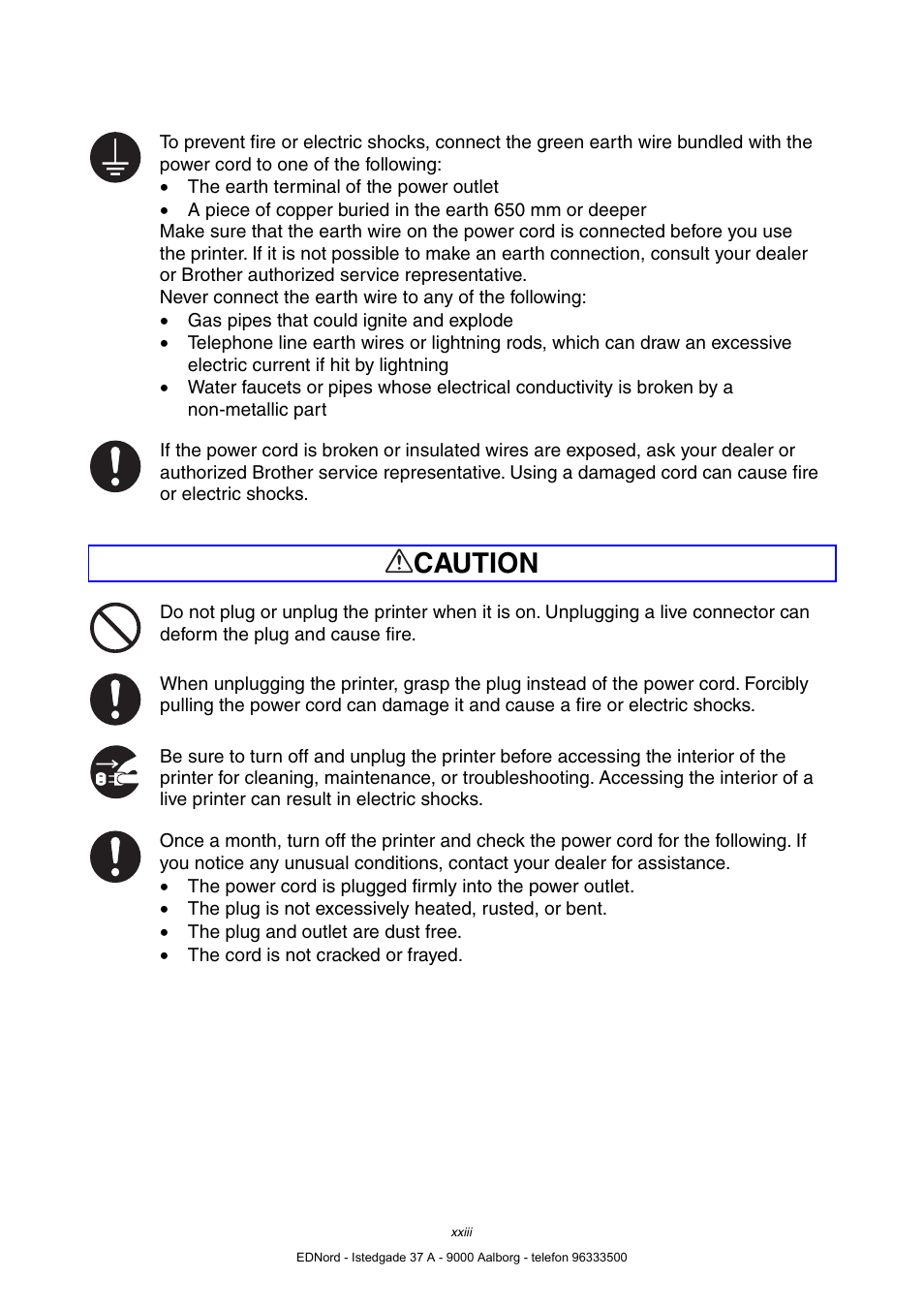 Caution | Brother HL-4000CN User Manual | Page 23 / 183