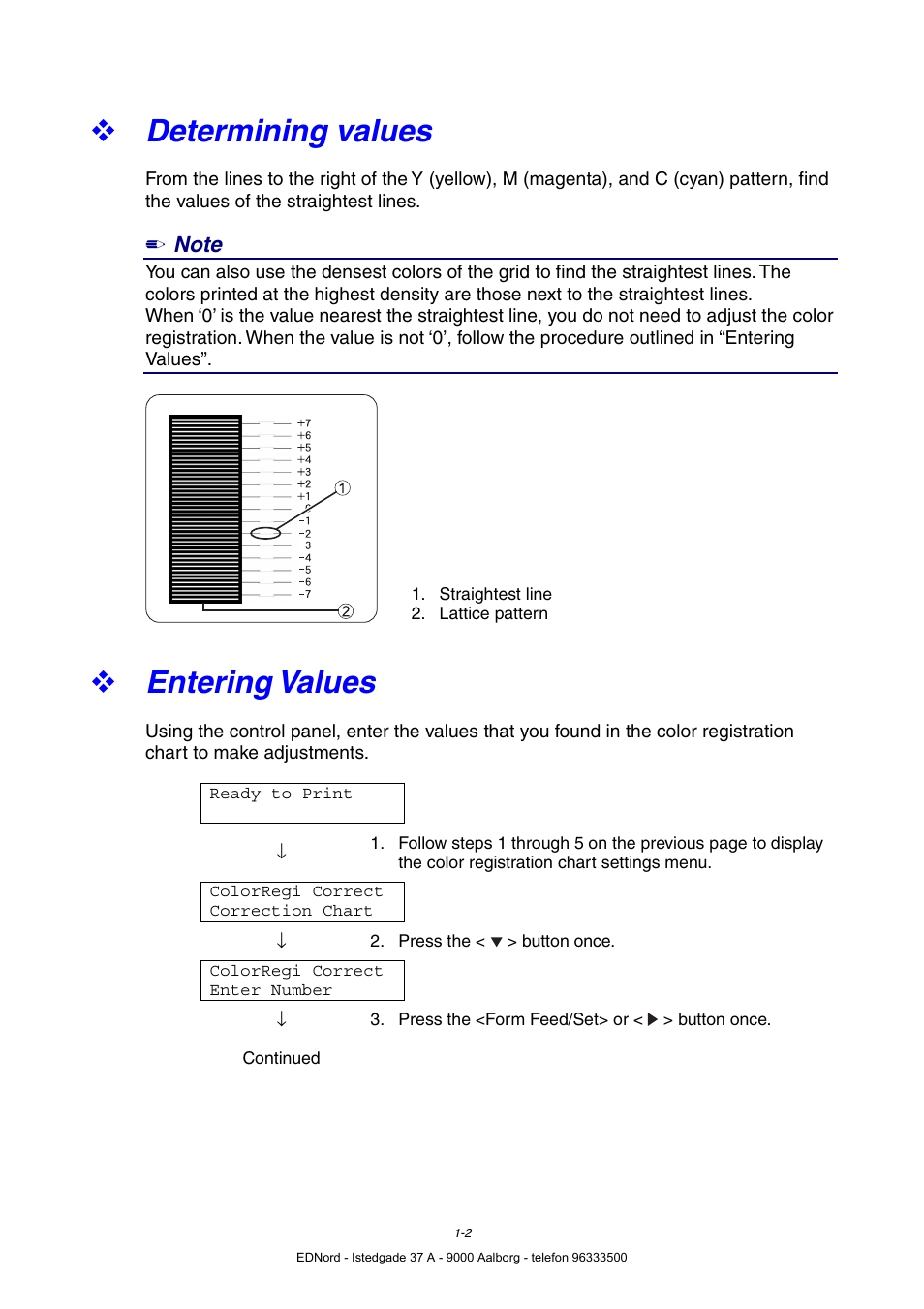 Determining values, Entering values | Brother HL-4000CN User Manual | Page 29 / 183