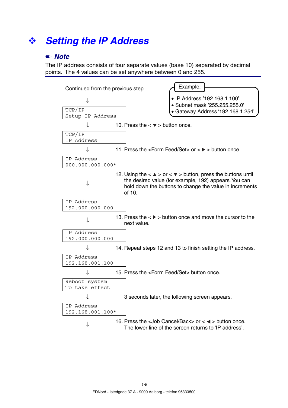 Setting the ip address | Brother HL-4000CN User Manual | Page 33 / 183