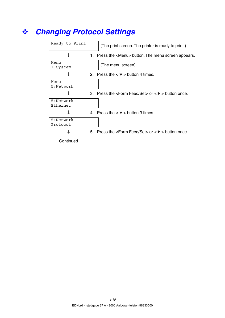 Changing protocol settings | Brother HL-4000CN User Manual | Page 37 / 183