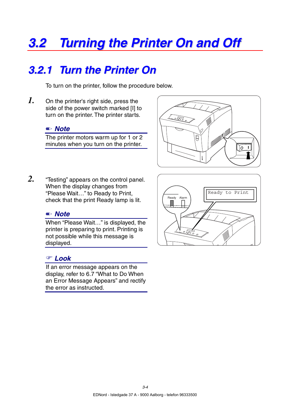 2 turning the printer on and off, 1 turn the printer on, Turn the printer on | Brother HL-4000CN User Manual | Page 46 / 183