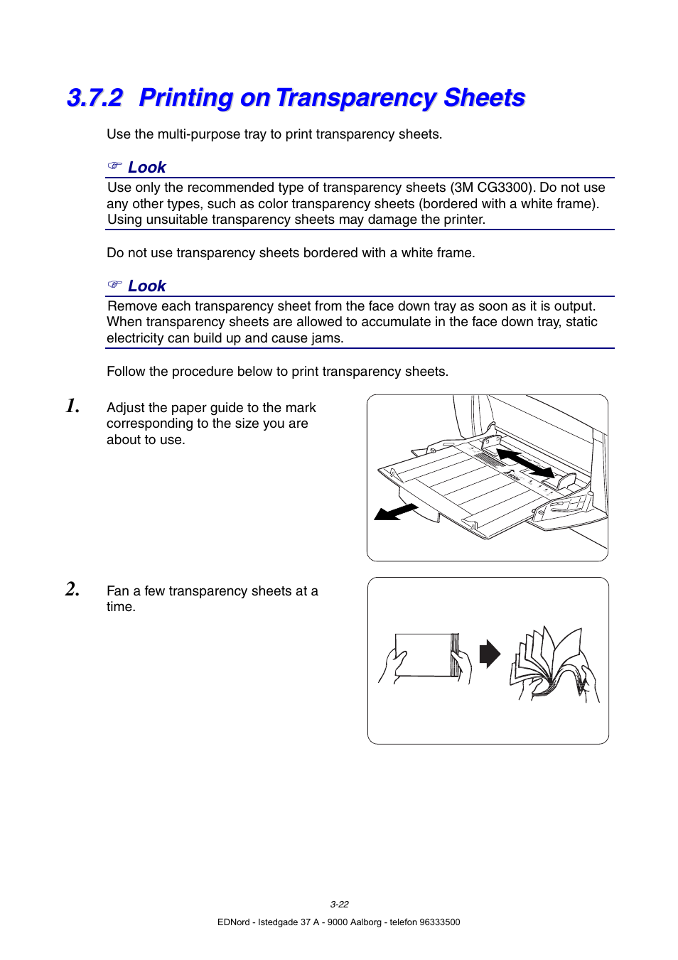 2 printing on transparency sheets, Printing on transparency sheets | Brother HL-4000CN User Manual | Page 64 / 183