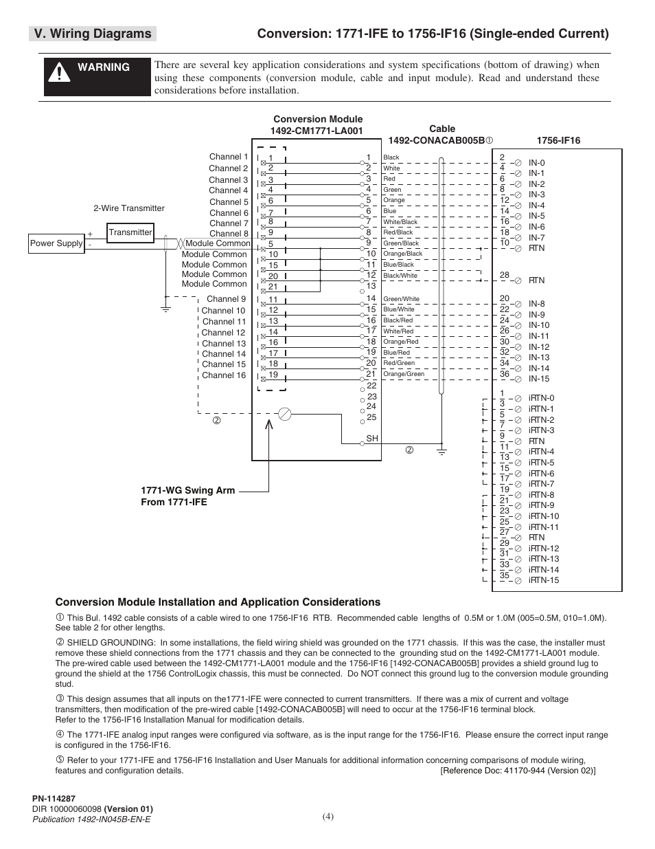 V. wiring diagrams | Rockwell Automation 1492-CM1771-LA001 Analog I/O Conversion Module User Manual | Page 4 / 8
