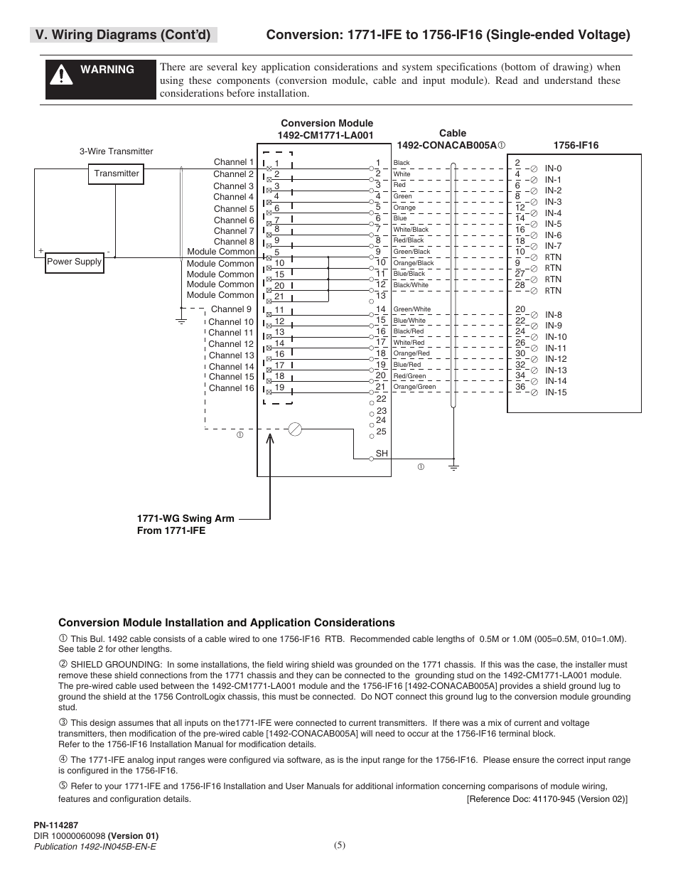 V. wiring diagrams (cont’d) | Rockwell Automation 1492-CM1771-LA001 Analog I/O Conversion Module User Manual | Page 5 / 8