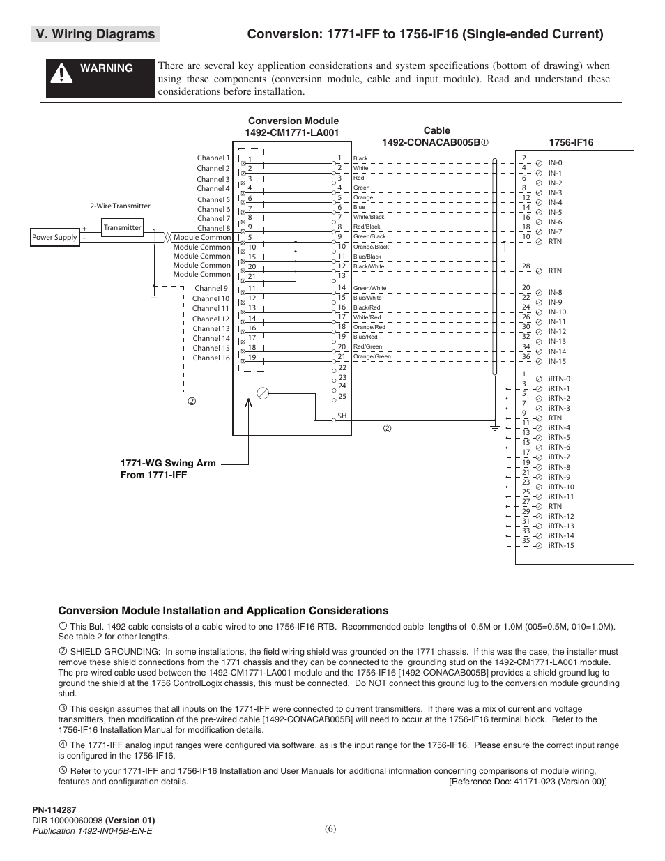 V. wiring diagrams | Rockwell Automation 1492-CM1771-LA001 Analog I/O Conversion Module User Manual | Page 6 / 8