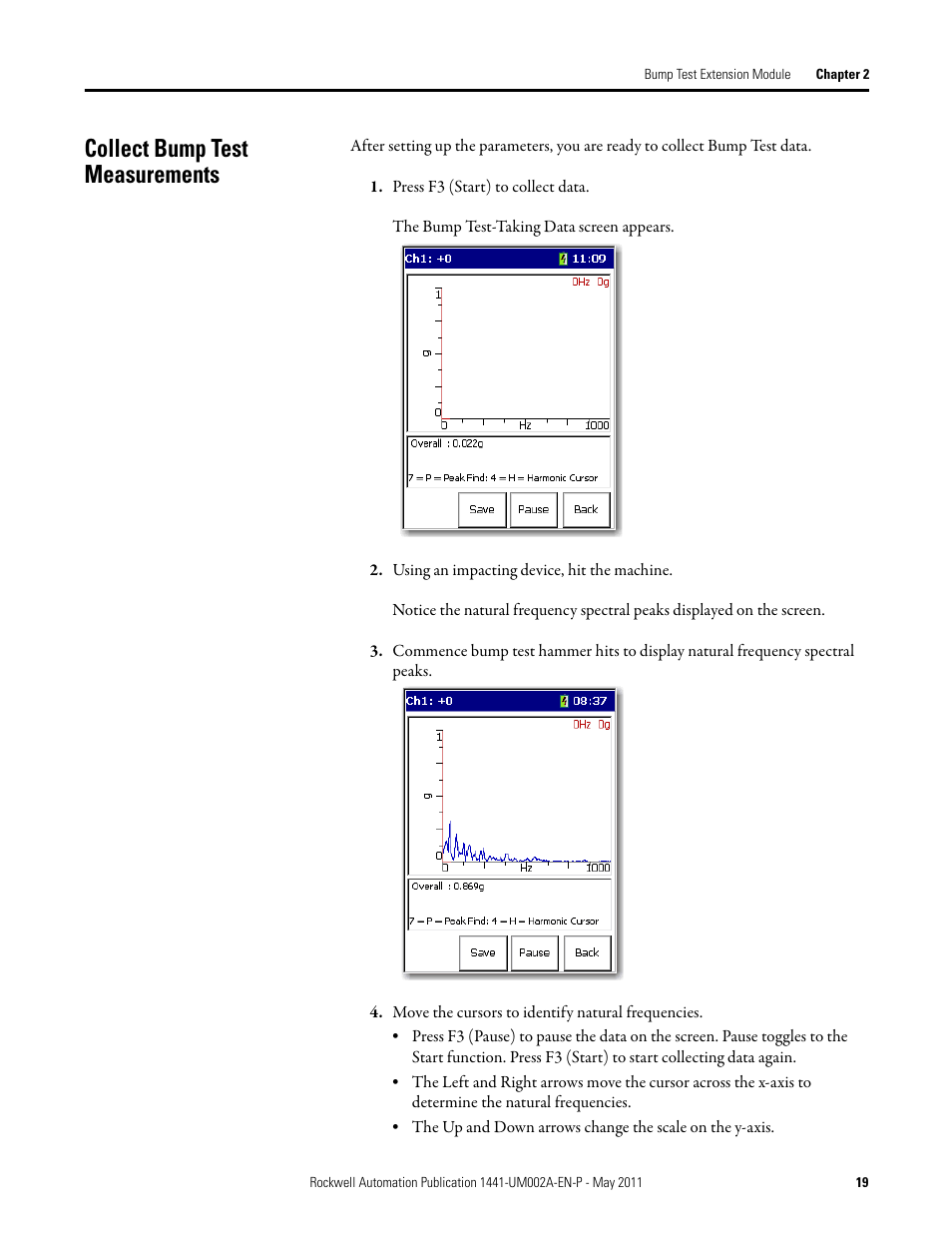 Collect bump test measurements | Rockwell Automation 1441-DYN25-MBMP Bump Test Extension Module for the Dynamix 2500 User Manual | Page 19 / 34