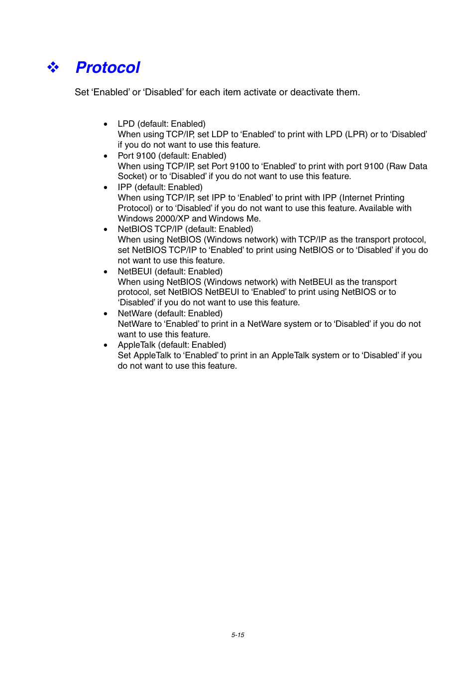 Protocol | Brother 4000CN User Manual | Page 106 / 183