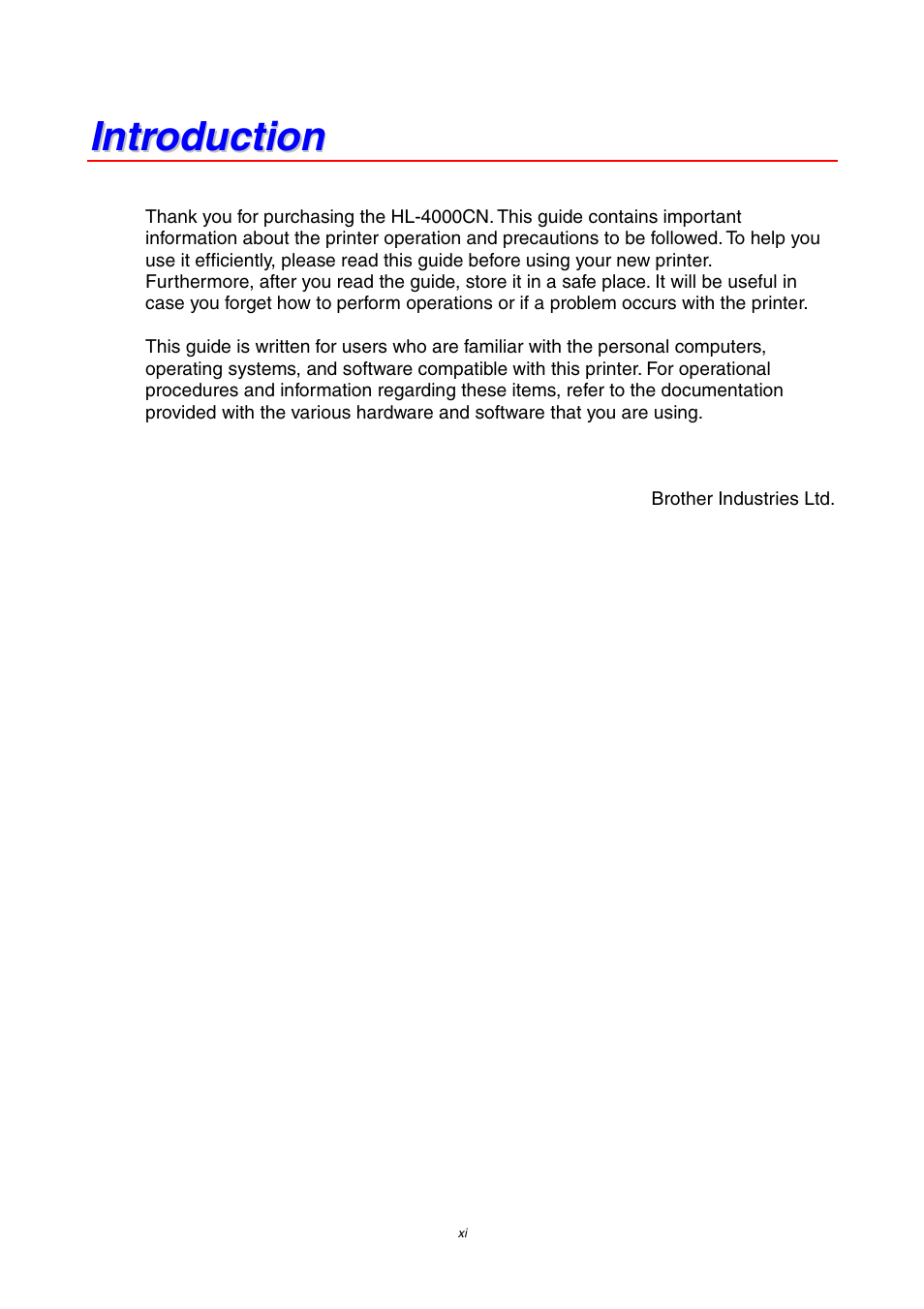 Introduction | Brother 4000CN User Manual | Page 11 / 183