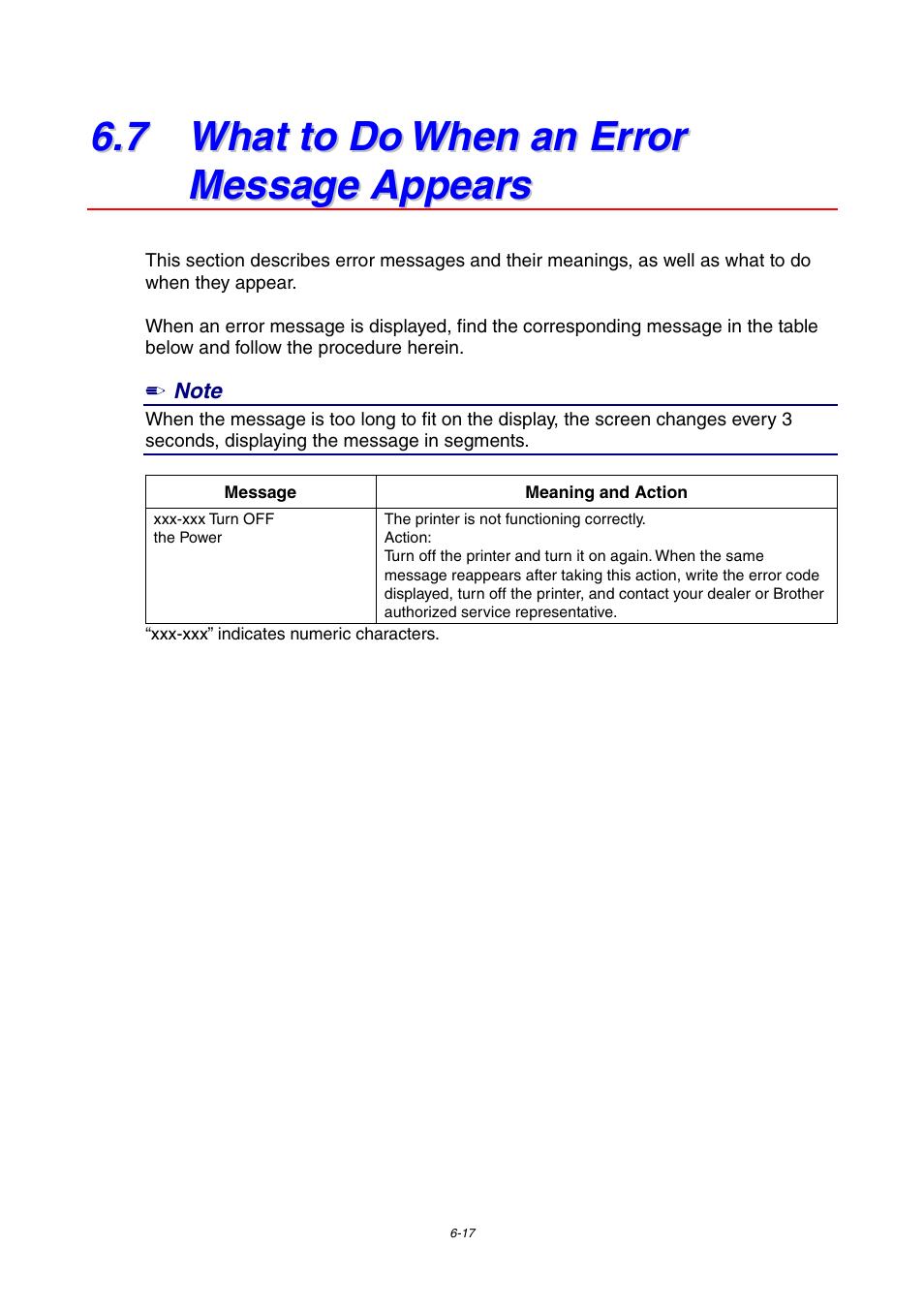 7 what to do when an error message appears | Brother 4000CN User Manual | Page 125 / 183