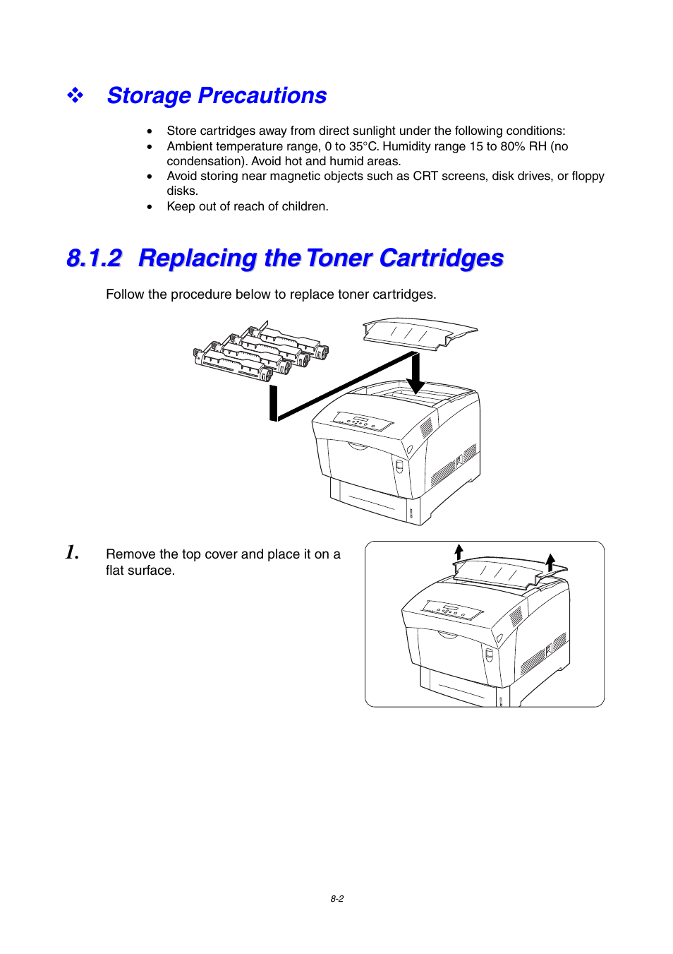 Storage precautions, 2 replacing the toner cartridges, Replacing the toner cartridges | Brother 4000CN User Manual | Page 148 / 183