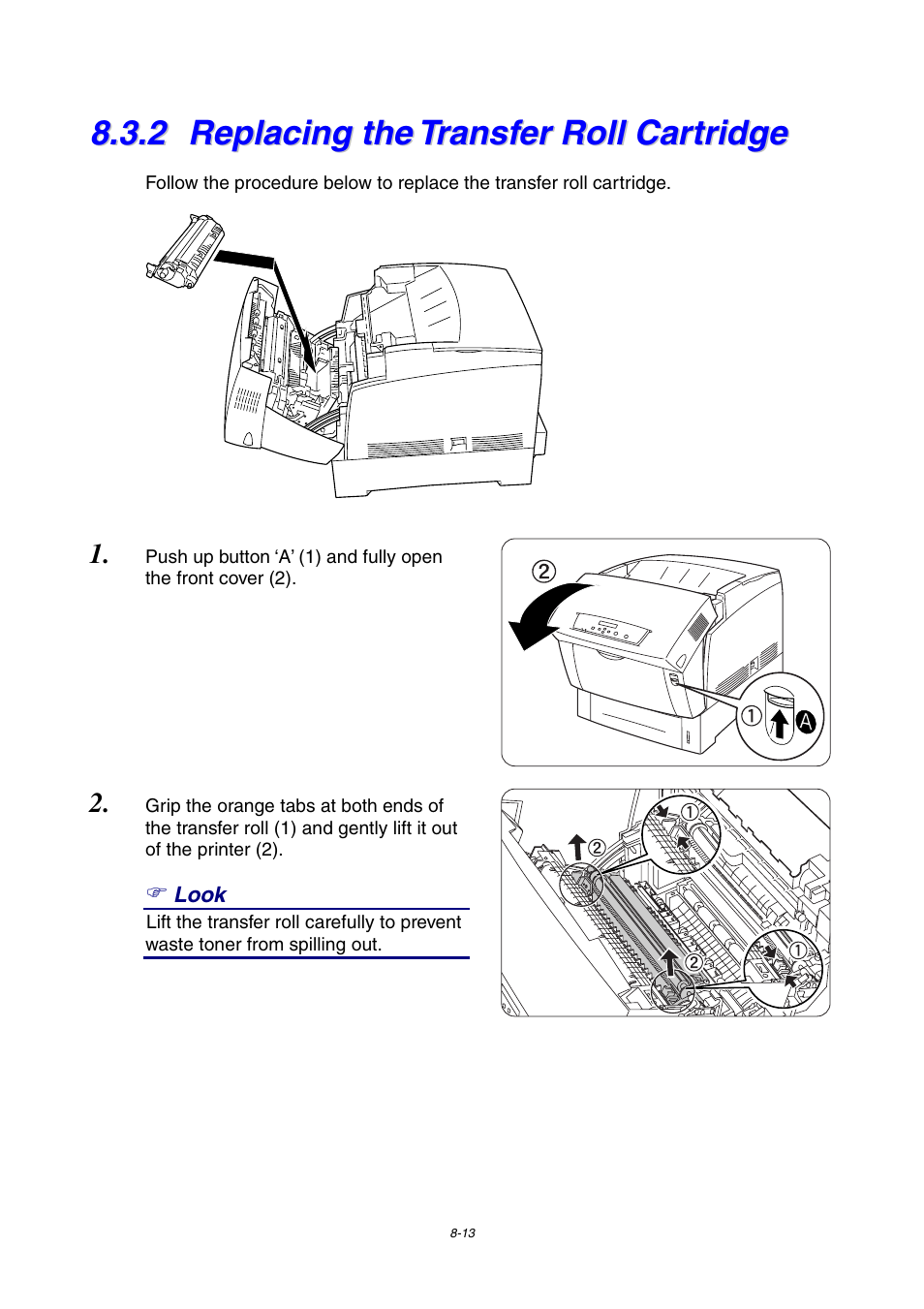 2 replacing the transfer roll cartridge, Replacing the transfer roll cartridge | Brother 4000CN User Manual | Page 159 / 183