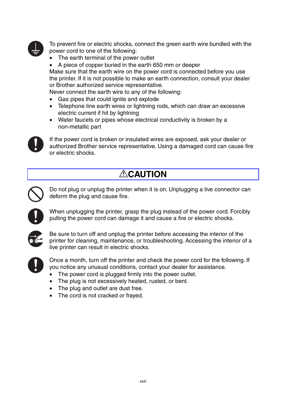 Caution | Brother 4000CN User Manual | Page 23 / 183