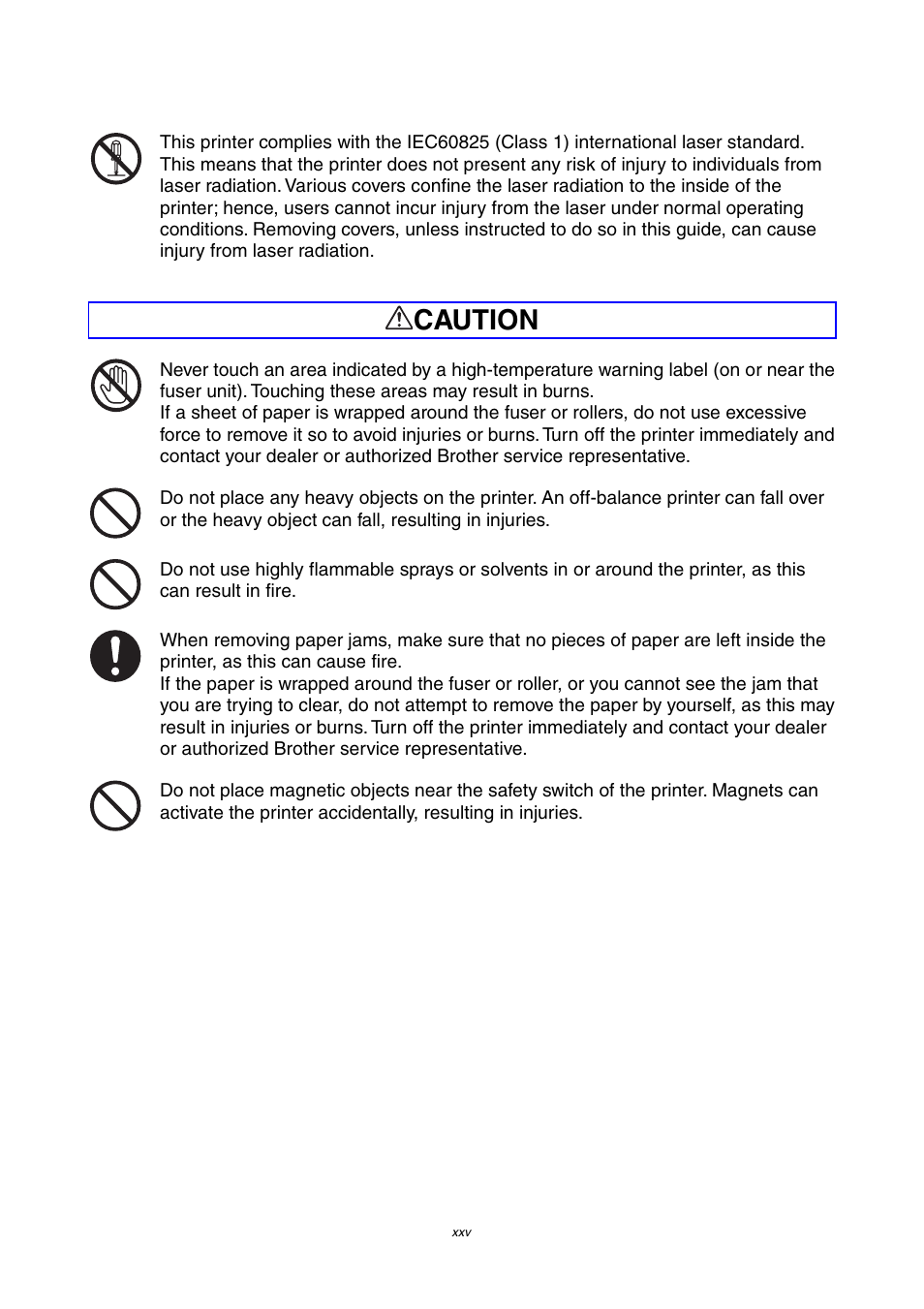 Caution | Brother 4000CN User Manual | Page 25 / 183