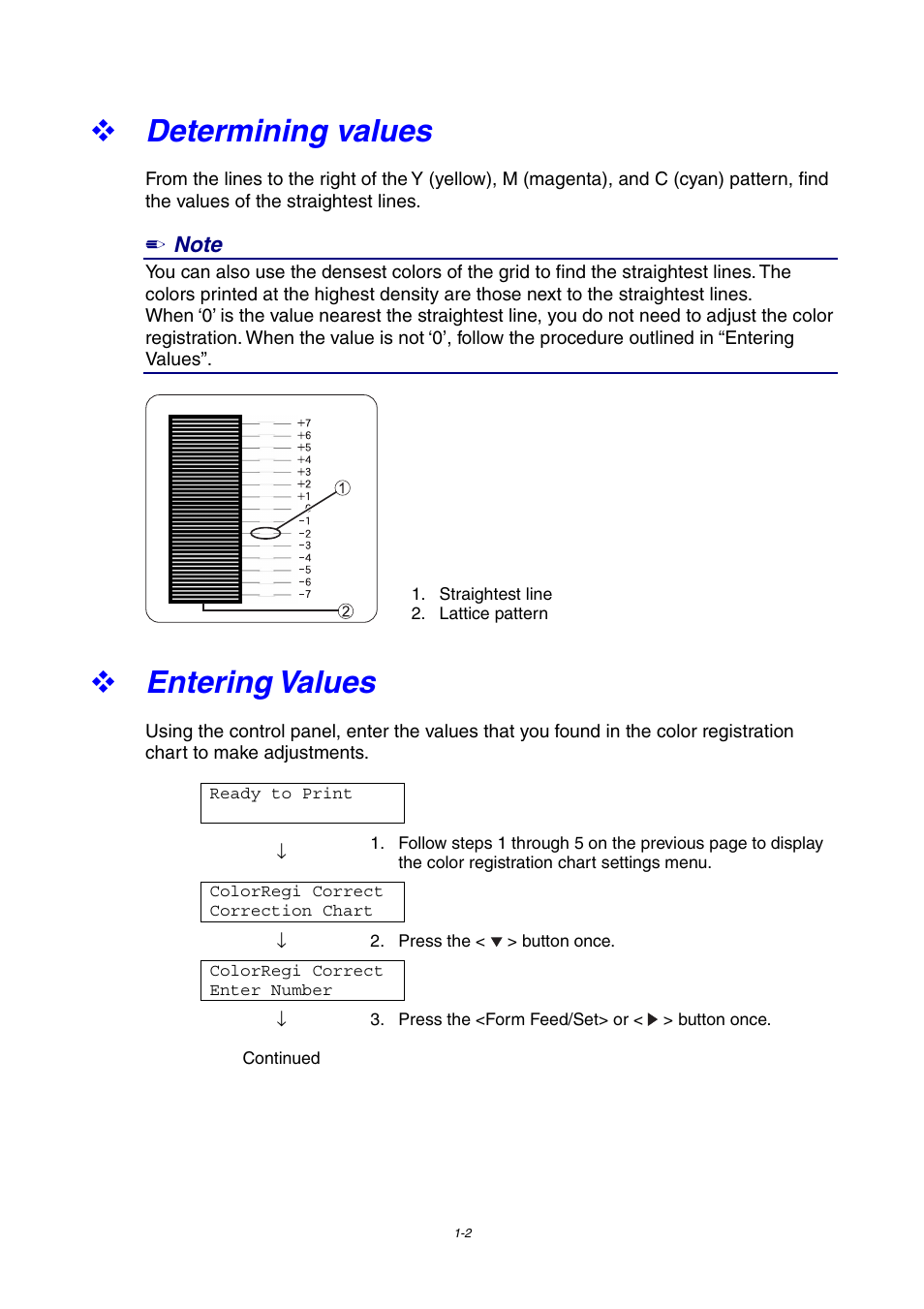 Determining values, Entering values | Brother 4000CN User Manual | Page 29 / 183