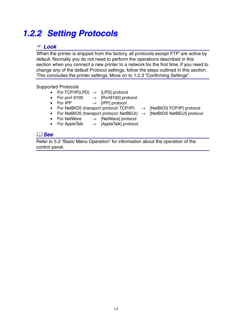2 setting protocols, Setting protocols | Brother 4000CN User Manual | Page 36 / 183