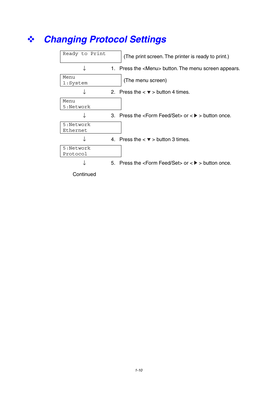 Changing protocol settings | Brother 4000CN User Manual | Page 37 / 183