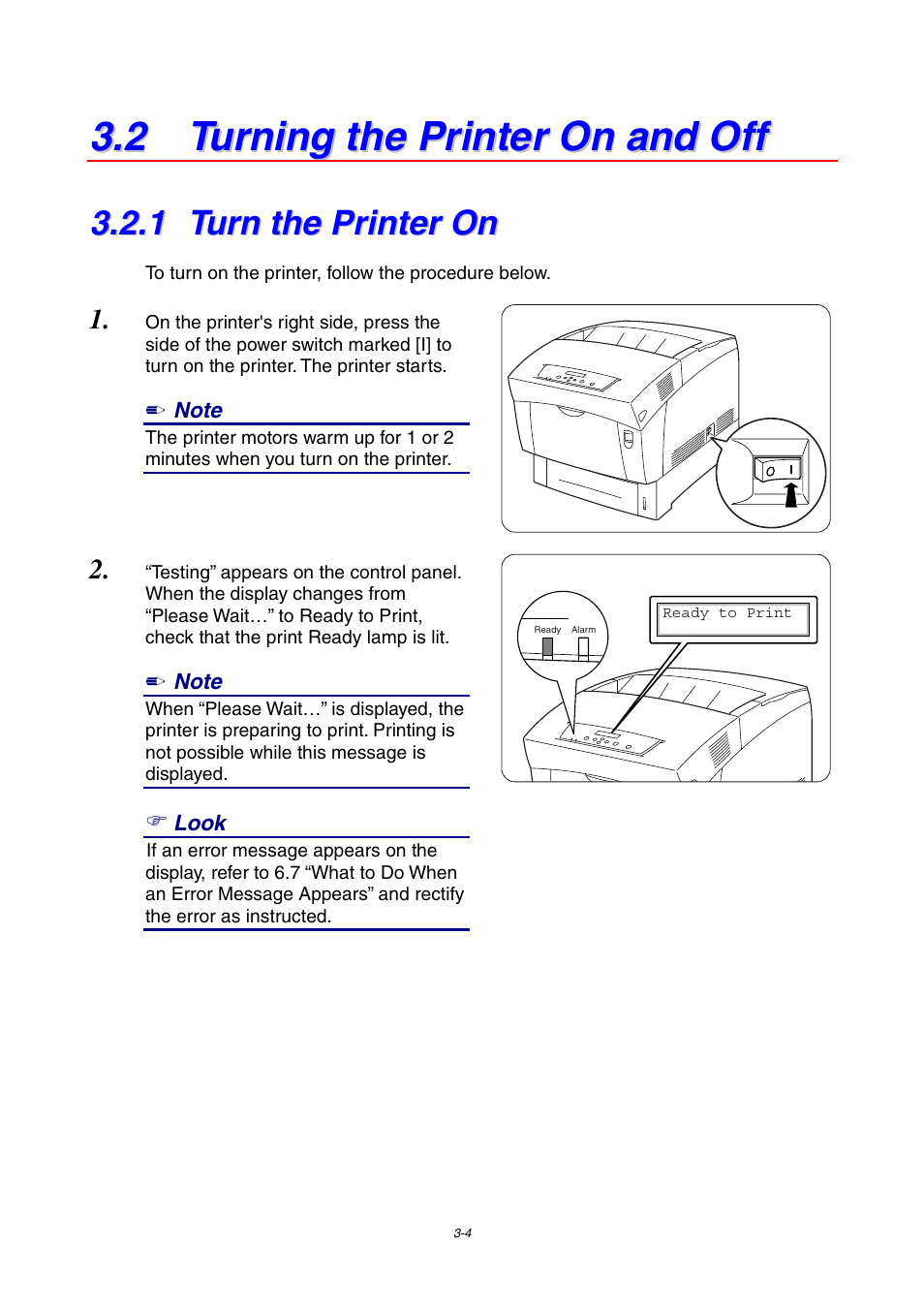 2 turning the printer on and off, 1 turn the printer on, Turn the printer on | Brother 4000CN User Manual | Page 46 / 183