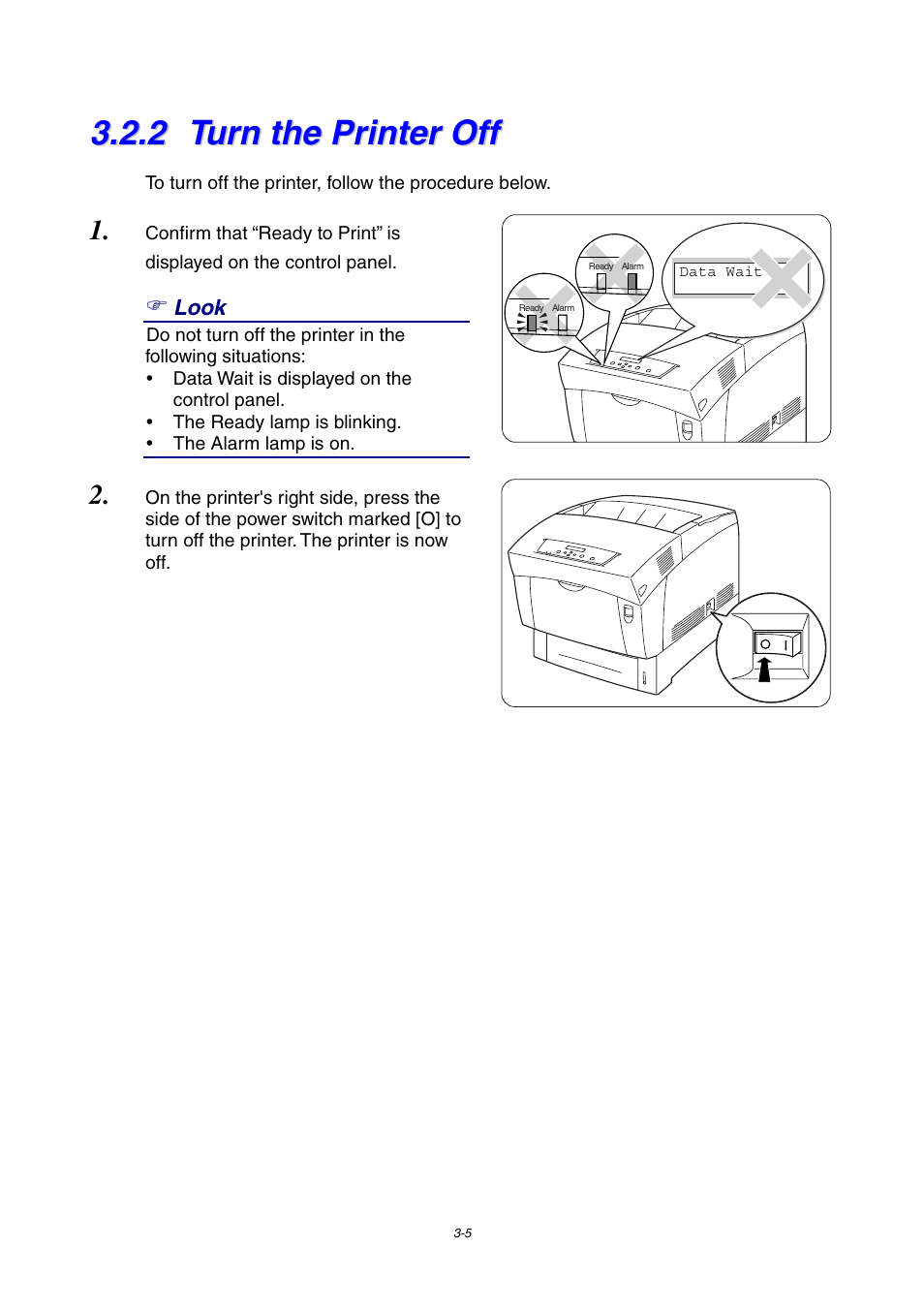 2 turn the printer off, Turn the printer off | Brother 4000CN User Manual | Page 47 / 183