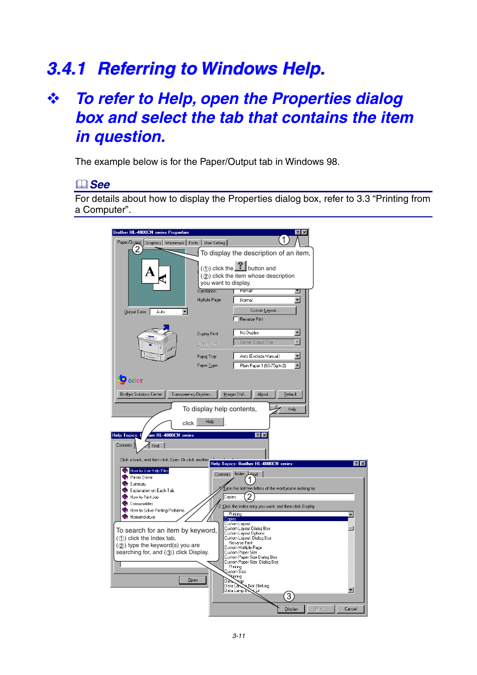 1 referring to windows help, Referring to windows help, In question | Brother 4000CN User Manual | Page 53 / 183