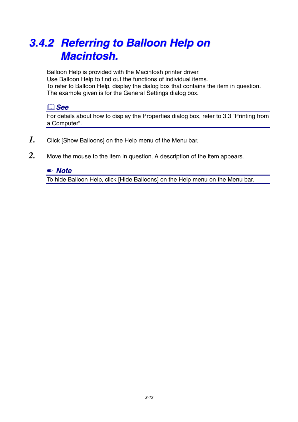 2 referring to balloon help on macintosh, Referring to balloon help on macintosh | Brother 4000CN User Manual | Page 54 / 183