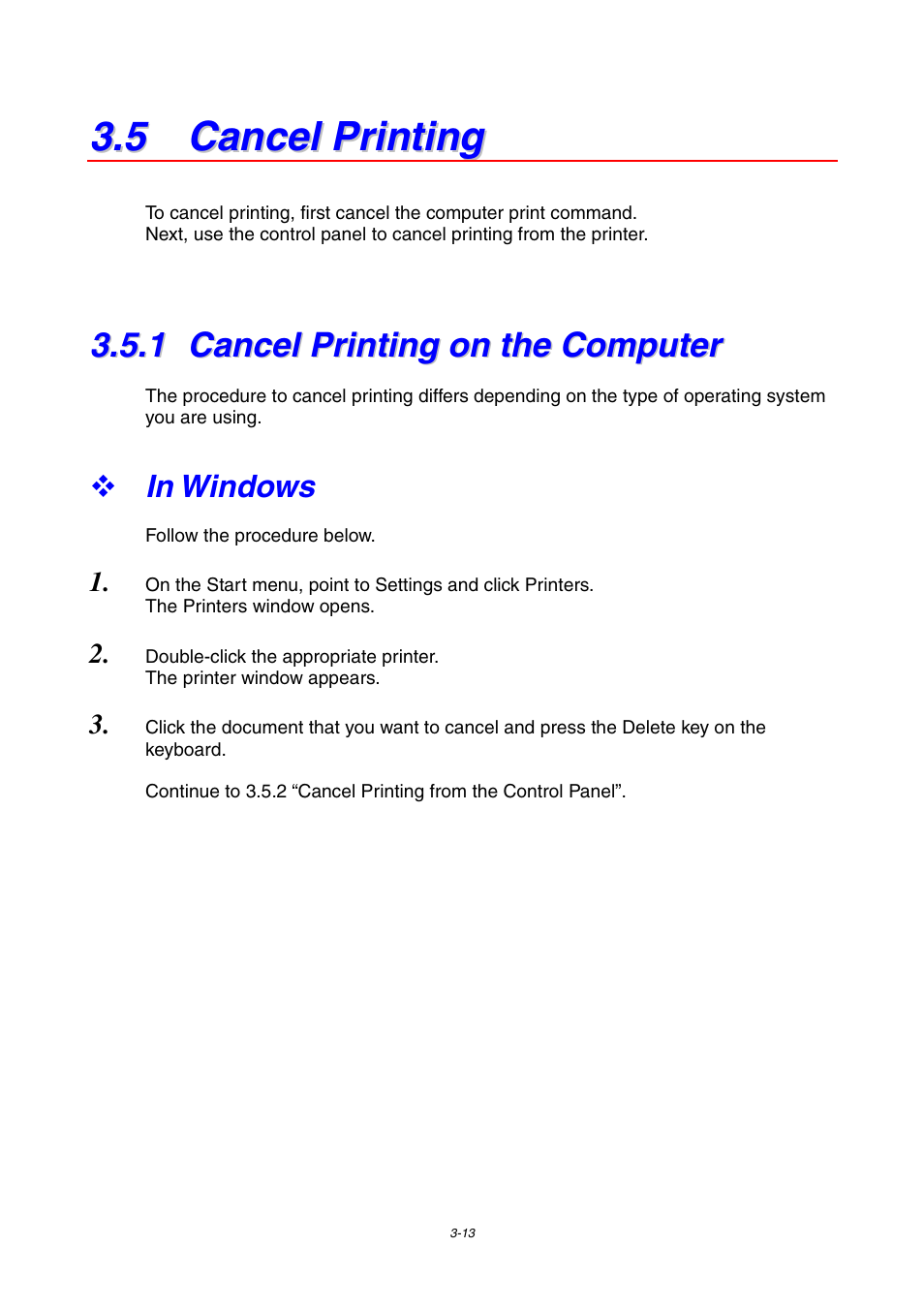 5 cancel printing, 1 cancel printing on the computer, In windows | Cancel printing on the computer | Brother 4000CN User Manual | Page 55 / 183