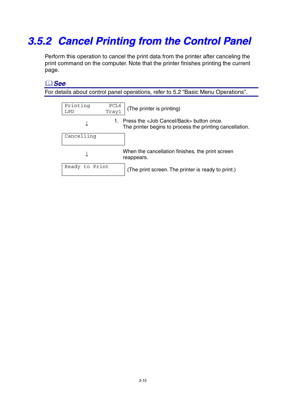 2 cancel printing from the control panel, Cancel printing from the control panel | Brother 4000CN User Manual | Page 57 / 183