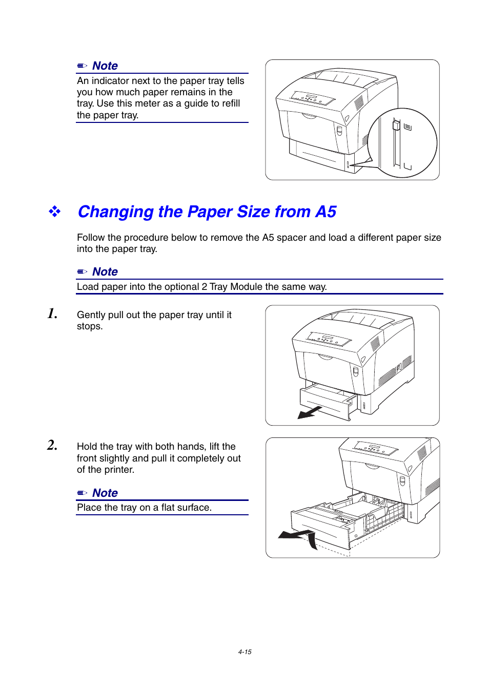 Changing the paper size from a5 | Brother 4000CN User Manual | Page 86 / 183