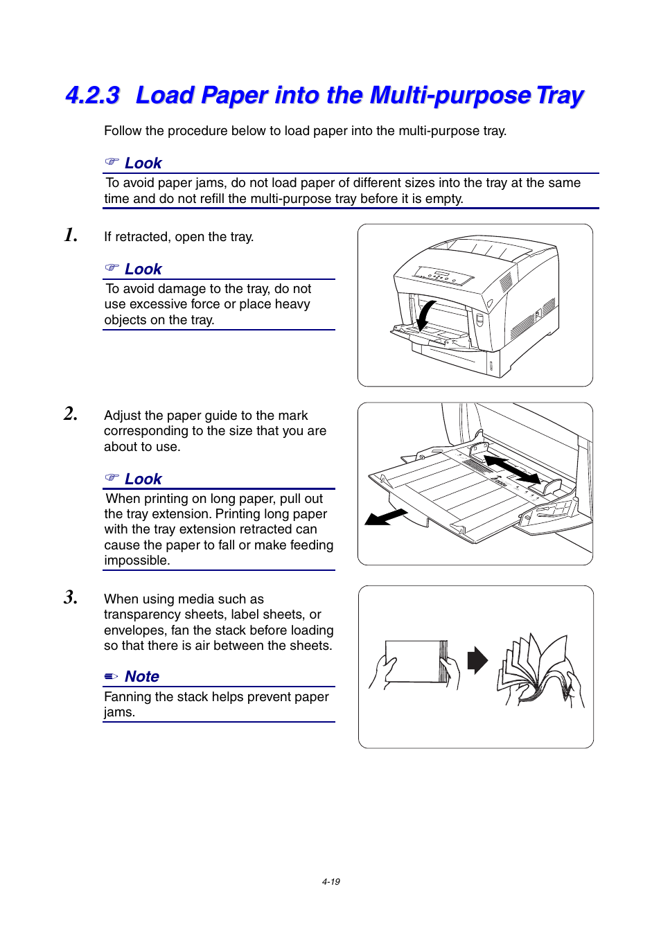 3 load paper into the multi-purpose tray, Load paper into the multi-purpose tray | Brother 4000CN User Manual | Page 90 / 183