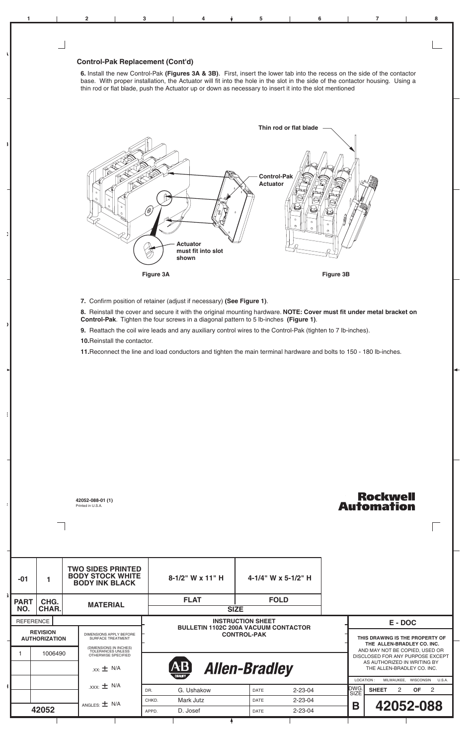 Rockwell Automation 1102C-CP2Ax 200A Vacuum Contactor Control-Pak User Manual | Page 2 / 2