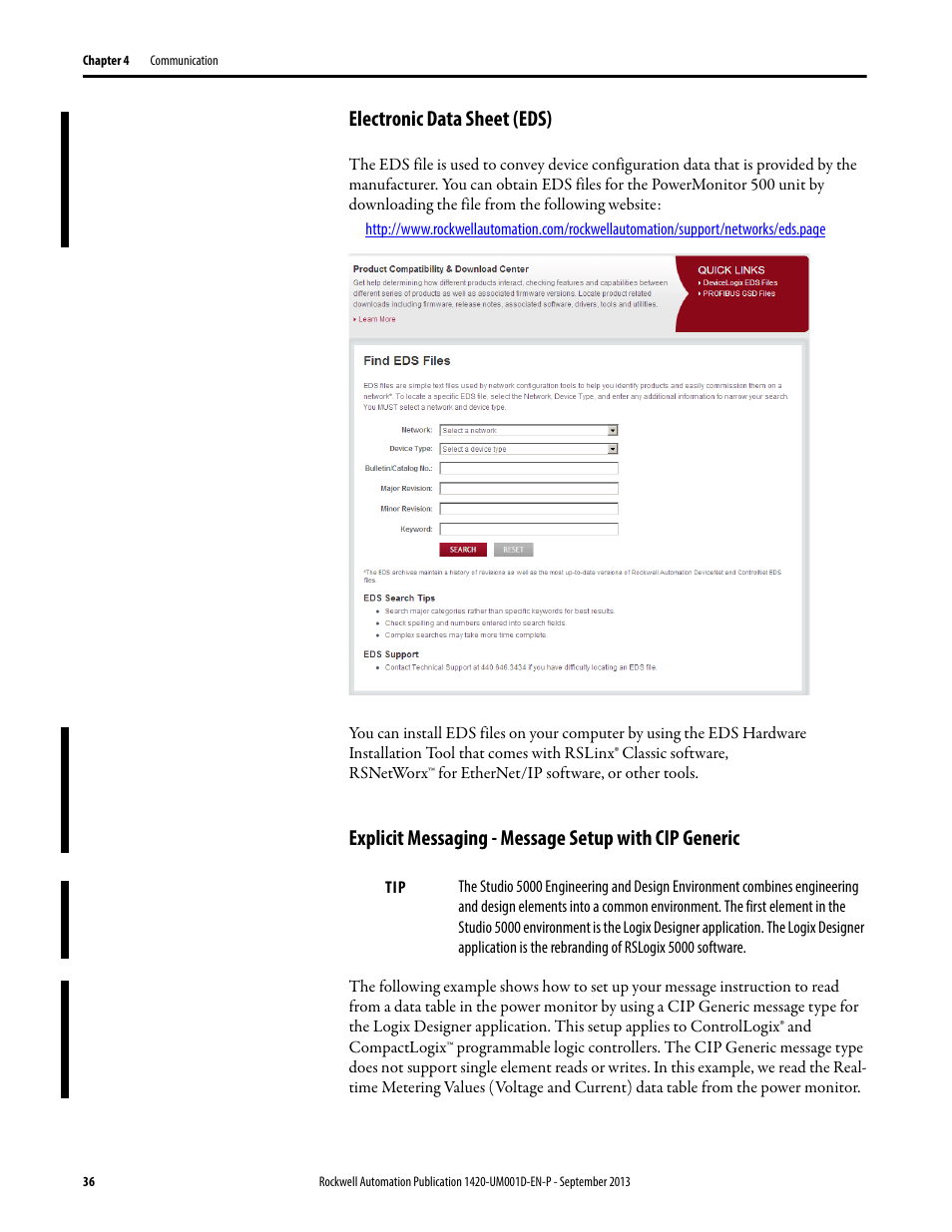 Electronic data sheet (eds) | Rockwell Automation 1420 PowerMonitor 500 User Manual | Page 36 / 86