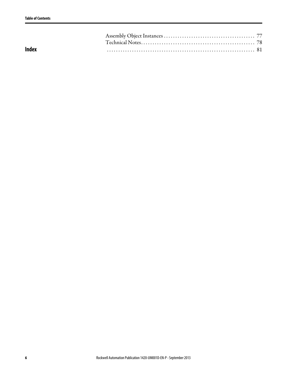 Index | Rockwell Automation 1420 PowerMonitor 500 User Manual | Page 6 / 86