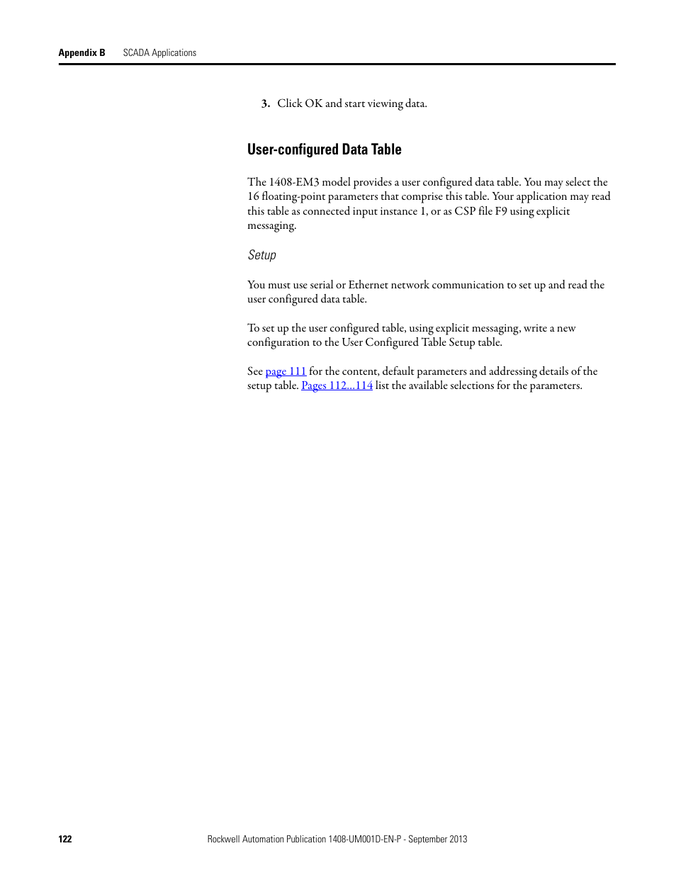 User-configured data table | Rockwell Automation 1408-EMxx PowerMonitor 1000 Unit User Manual | Page 122 / 134