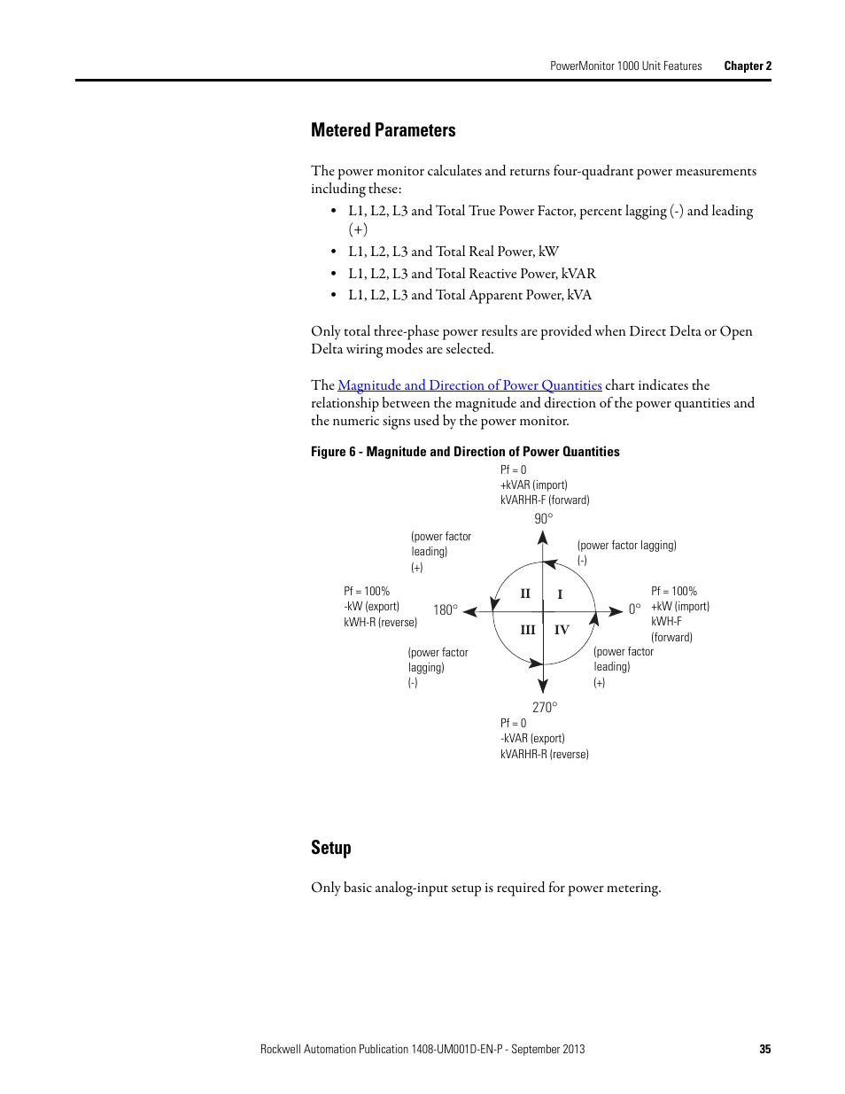 Metered parameters, Setup | Rockwell Automation 1408-EMxx PowerMonitor 1000 Unit User Manual | Page 35 / 134