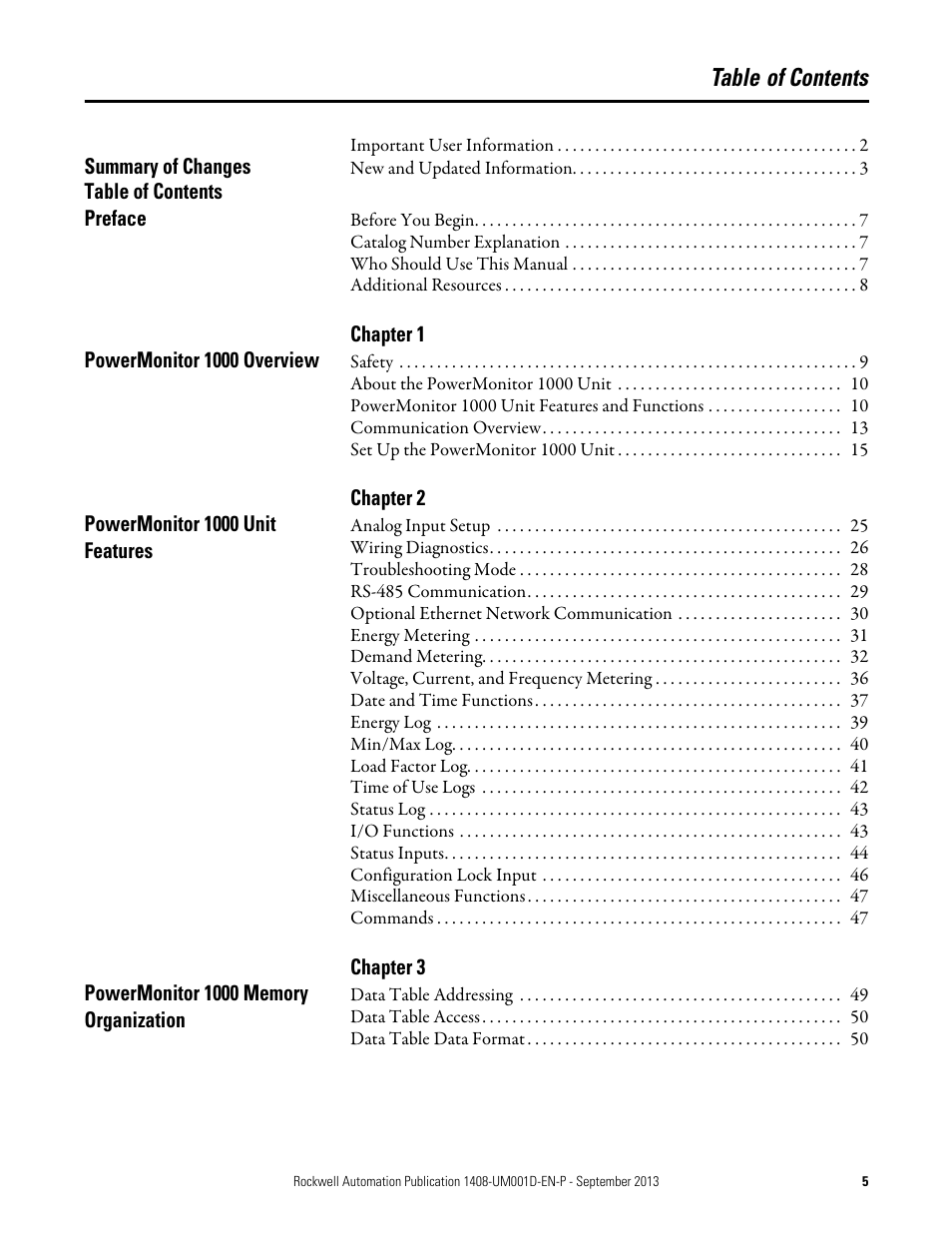 Rockwell Automation 1408-EMxx PowerMonitor 1000 Unit User Manual | Page 5 / 134