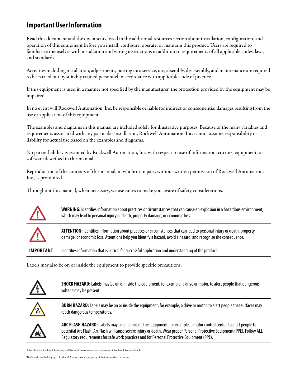 Important user information | Rockwell Automation 1609-ENET Ethernet Network Card Quick Start User Manual | Page 2 / 31