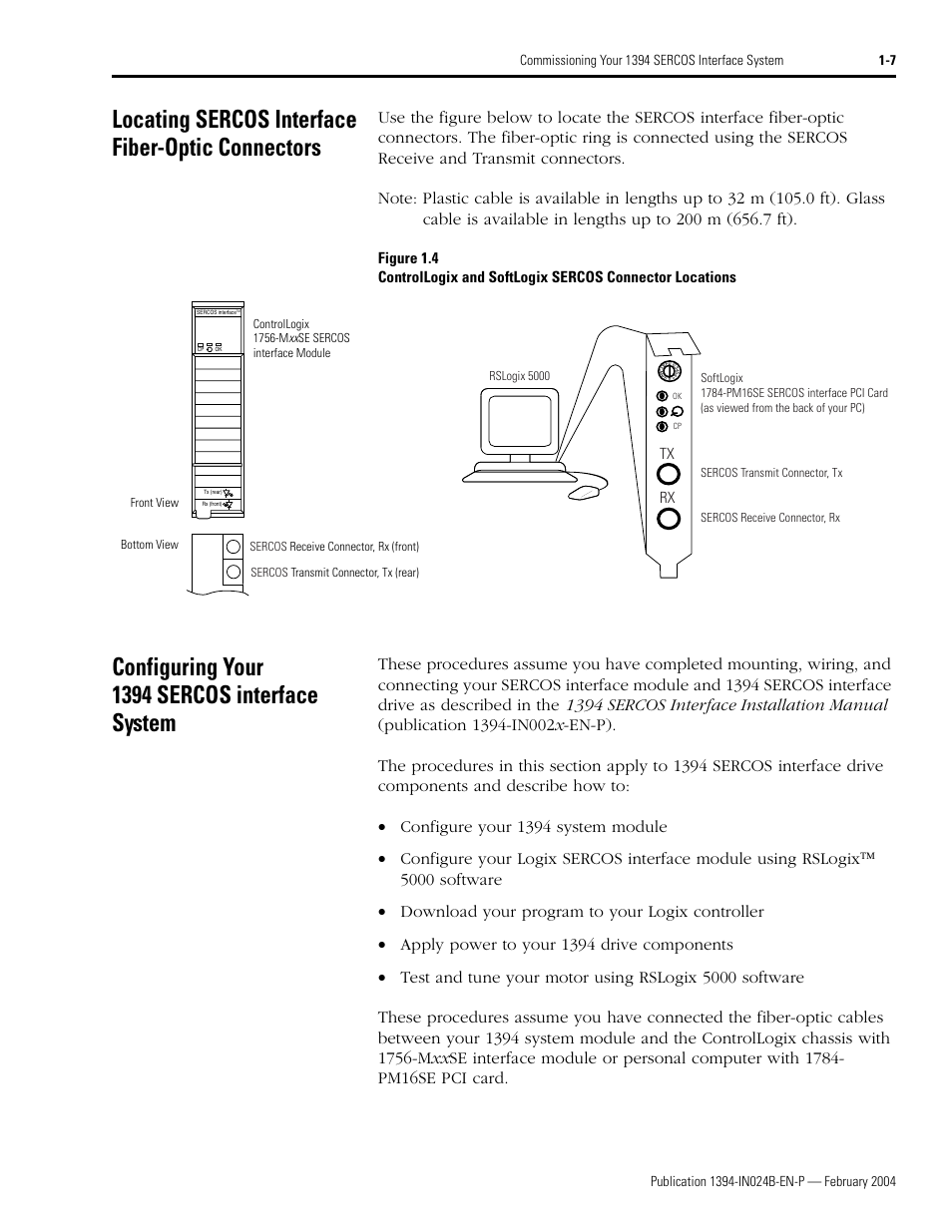 Locating sercos interface fiber-optic connectors, Configuring your 1394 sercos interface system | Rockwell Automation 1394 SERCOS Interface Multi-Axis Motion Control System User Manual | Page 15 / 87