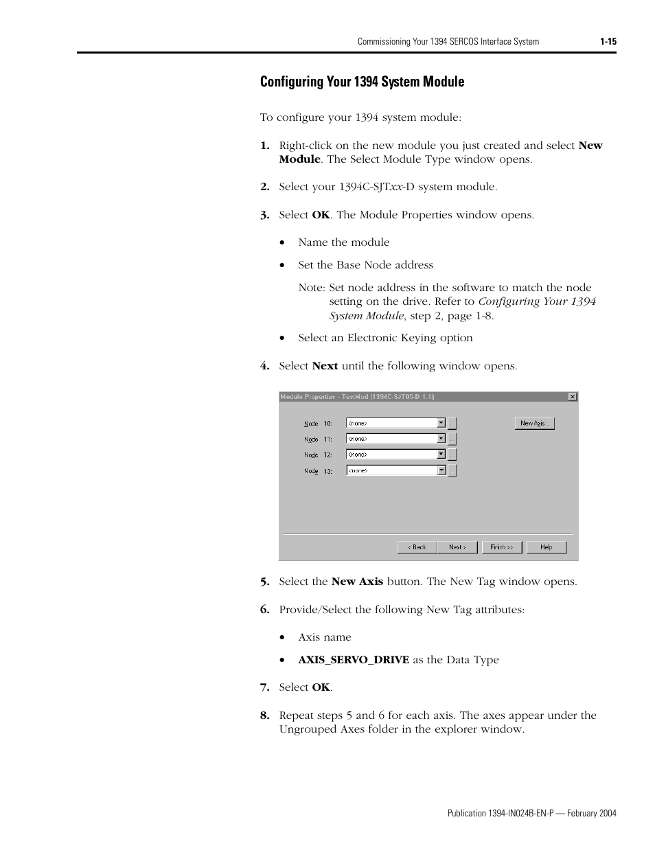 Configuring your 1394 system module, Configuring your 1394 system module -15 | Rockwell Automation 1394 SERCOS Interface Multi-Axis Motion Control System User Manual | Page 23 / 87