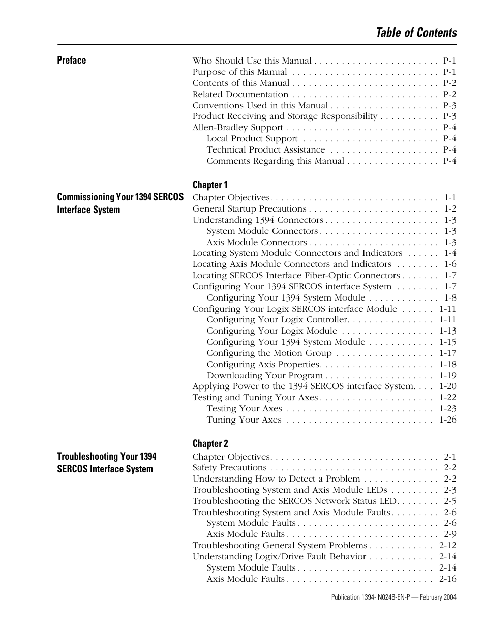 Rockwell Automation 1394 SERCOS Interface Multi-Axis Motion Control System User Manual | Page 3 / 87