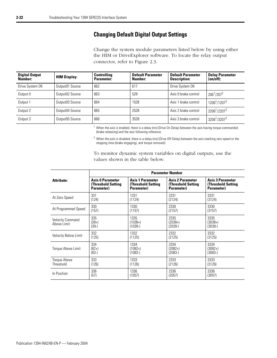 Changing default digital output settings, Changing default digital output settings -22 | Rockwell Automation 1394 SERCOS Interface Multi-Axis Motion Control System User Manual | Page 58 / 87