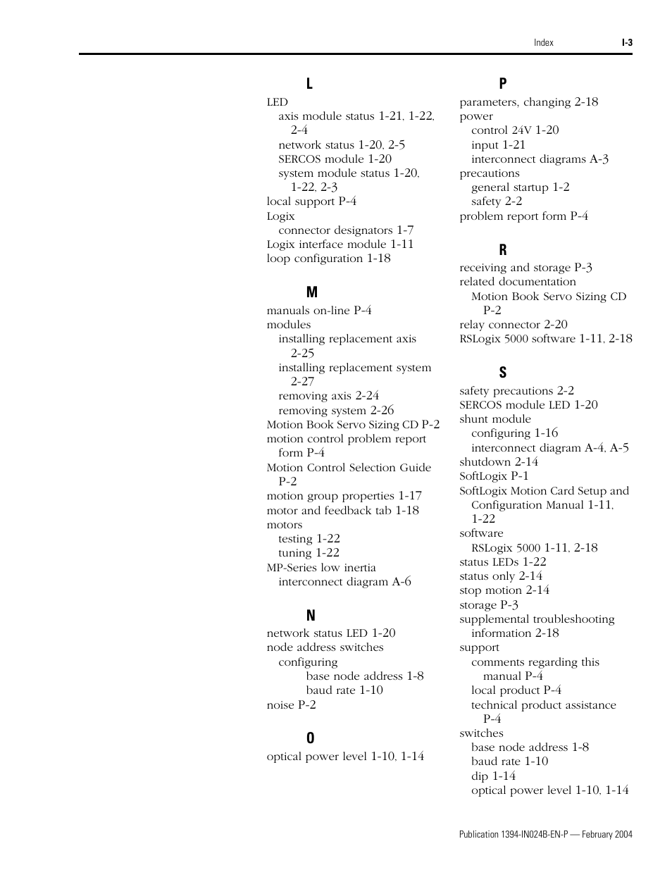 Rockwell Automation 1394 SERCOS Interface Multi-Axis Motion Control System User Manual | Page 85 / 87